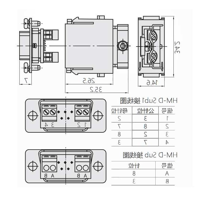 HM module, public connector, HM-D Sub-M, 09140093051